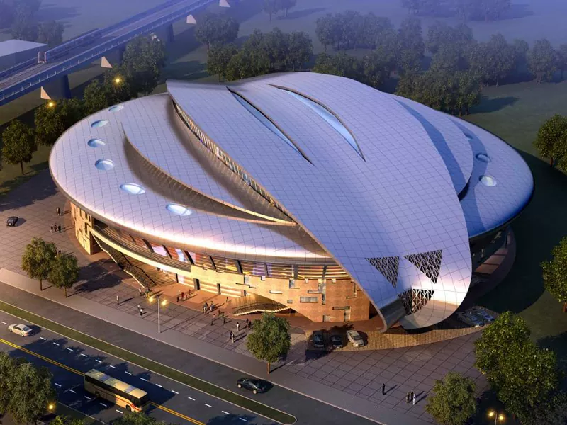 Prefabrikovaná stavba stadionu s ocelovou konstrukcí