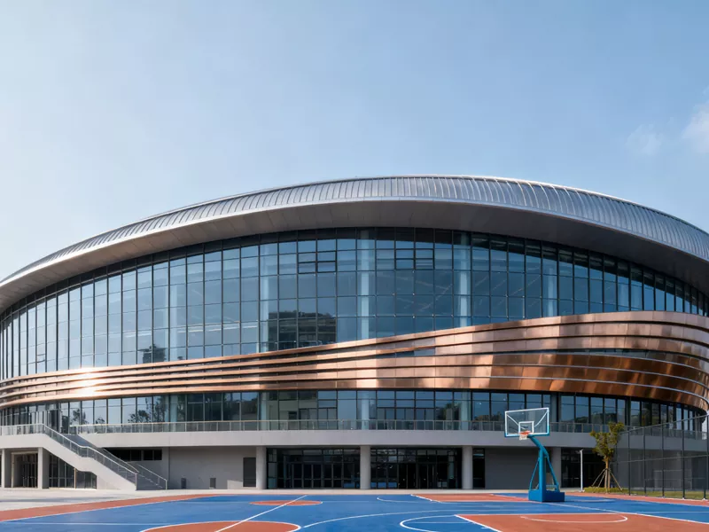Basketbalové hřiště s prefabrikovanou ocelovou konstrukcí