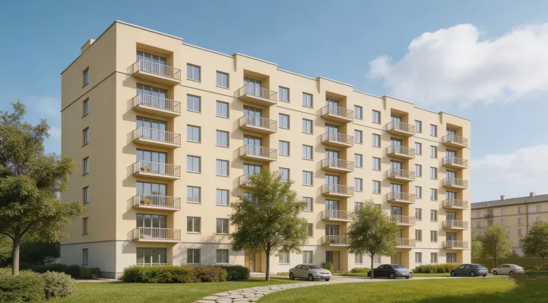 Učitelský bytový dům ocelové konstrukce